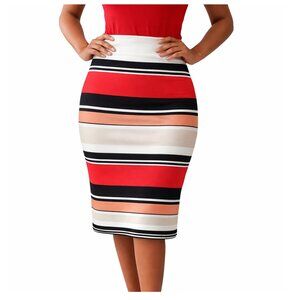 Roz & Ali - Striped Multicolor Midi Skirt